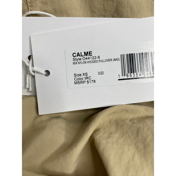 Calme by Johnny Was Tan Mix Nylon Hooded Pullover Pockets Oversized Cozy XS - Picture 8 of 9